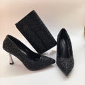 Latest Elegant High Heels Women's Pumps with Matching Bag Italian Design 9cm Shoes for Wedding Party