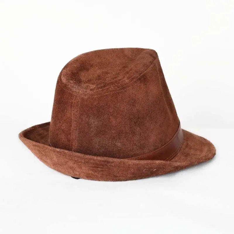 Men top hat made of genuine leather retro French spring and autumn