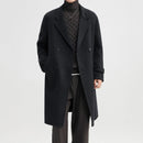 Men Coat Coffee Woolen Double Thick Long Windbreaker Men Overcoat