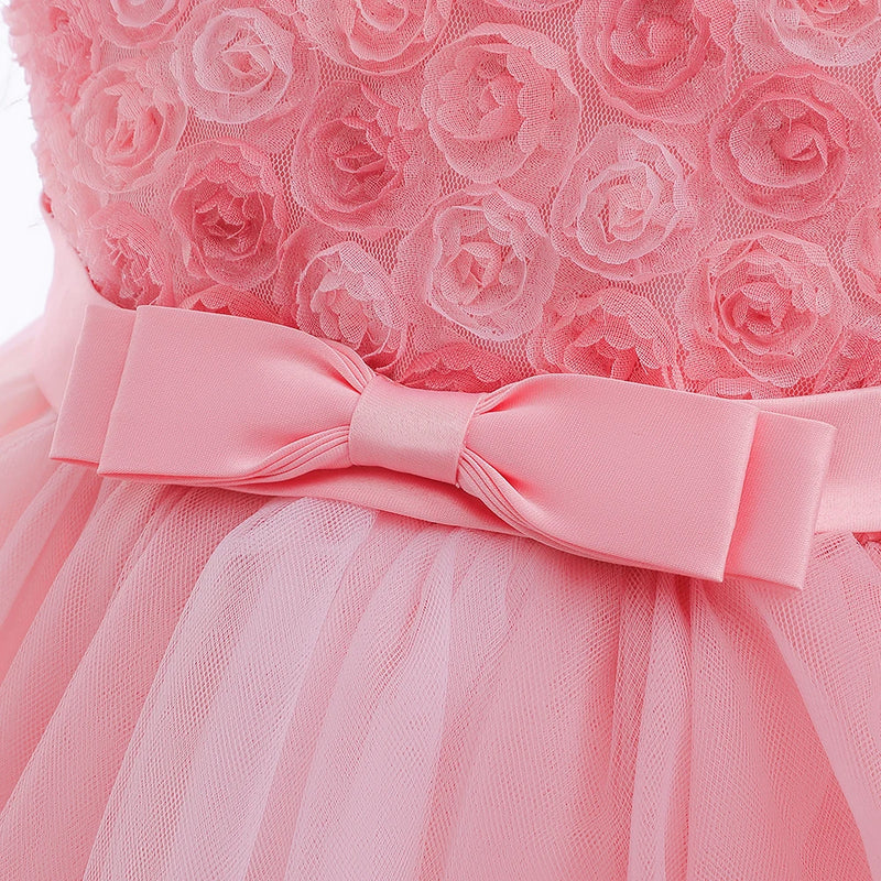 Girls Party Dresses Elegant Kids Wedding Dress For Girl Birthday Princess Gown Short Sleeve Children Summer Clothes