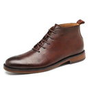 Retro Ankle Boots For Men Genuine Leather Shoes Elegant Lace Up Footwear