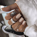 Leaves Nail Art Jade White Square Fake Nails Detachable Finished False Nails Press on Nails