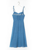 Summer Clothes For Women Dresses Vintage Style Elegant Polka Dot Dress Spaghetti Strap Self Tie Side Slit Midi Dress Sundress