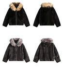 Winter Men Coat Casual Thick Warm Parka Coat Streetwear Loose Men Clothing Hooded Faux Mink Collar Couple Coat