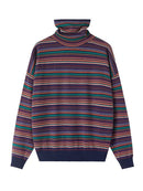 Retro Turtleneck Cashmere Sweater Women Striped Pullover Knitwear Wool Knitted Basic Shirt