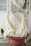 Spring Embroidery Hollow Out Cotton Shirts Women O-Neck Long Sleeve Casual Blouse Tops