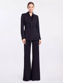 Women’s Black Sparkly Pinstripe Blazer & Pants Suit Set – Deep Single Button Formal Evening Party Office Outfit