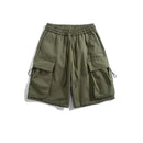 Retro Multi Pocket Tooling Casual Shorts Mens Loose Vintage Drawstring Pants for Summer