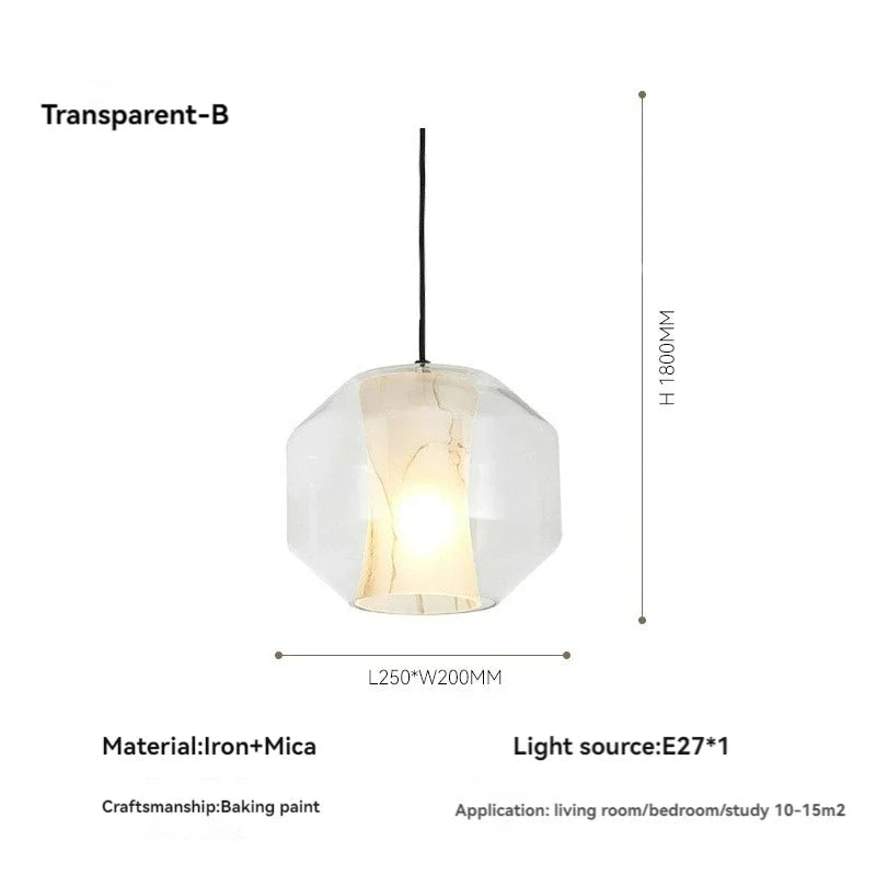 Modern Minimalist Living Room Dining Room Marble Glass Chandelier Creative Indoor Bedroom Bedside Stairs Ceiling Lamp