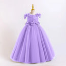 Elegant Dress for Girls Tulle Flower Wedding Evening Bridesmaid Birthday Party Gown 8-12 Years