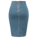 Women Jean Skirt With Belt High Waist Ruched Front Bodycon Skirt