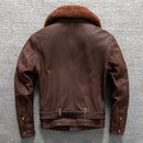Winter Leather Jacket Men Retro Genuine Natural Thick Diagonal Zipper Leather Coat
