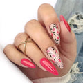 French Press on Fake Nails Full Cover Flowers Designs Almond Nail Tips Art Wearable Set