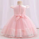 Toddler Girl Pink Lace Tutu Dress – Embroidered Mesh Gown for Party or Bridesmaid