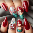 Nails with mermaid and berry design on a neutral background, Obroi