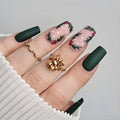 24pcs Christmas Hat Fake Nails Almond French Press on Nails Wearable Resuable False Nail Tips Manicure Christmas Gift for Girl
