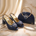 Shoes and Bag Set Sparkly Crystal Rhinestone Platform Slingback Heels Elegant Ladies Matching Set