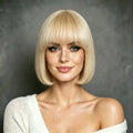 Women'S Straight Short Textured Pixie Cut Wig with Bangs Natural Straight Bob Wig  Human Hair Bob Wig