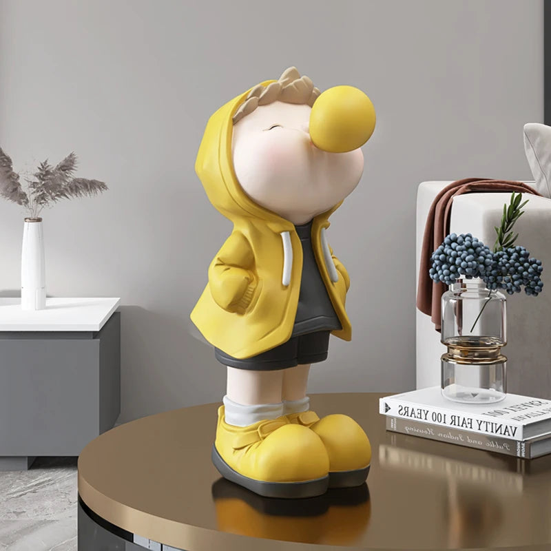 Creative Bubble Boy Statue Living Room Art Sculpture Home Desktop Decoration Nordic Style Decor Art Crafts Gifts