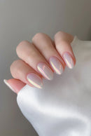 Simple Pearlescent Nail Art Glossy Chic Short Round Nails Detachable Finished Fake Nails Press on Nails