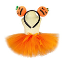 Girls Orange Pumpkin Skirts Baby Ballet Tulle Pettiskirts with Halloween Cosplay Party Costumes Skirt