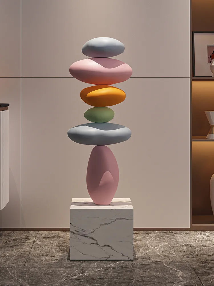 Glowing Stone Creative Stone Statue Indoor Figurines Living Room Floor Resin Sculpture