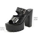 Heeled Sandals for Women Dress Pumps Double Buckle Strap Design High Heels Sandals