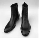 Men Real Picture Leather Chelsea style Slim Fit Zipper Boots