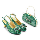 Women Shoes and Bags Set Decorated with Rhinestone Luxury Shoe and Bag Set for Party in Women