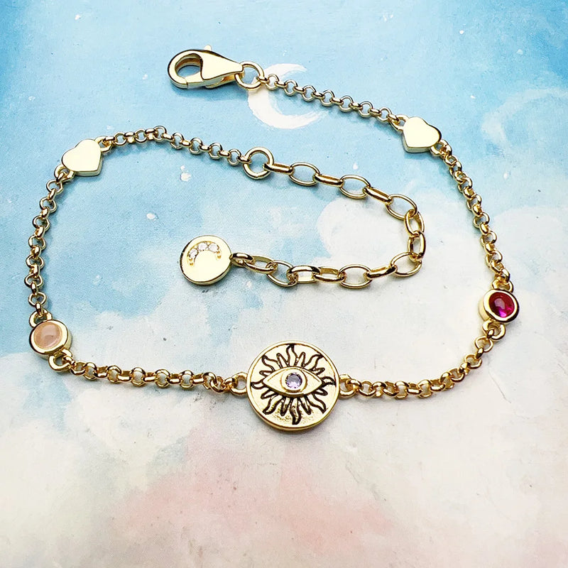 Plated Bracelet Sun Chain 925 Sterling Silver Jewelry Summer Gift For Women