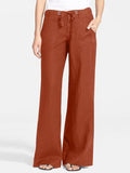 Summer Pant Solid Long Casual Vintage Trousers Button Ankle Length Wide Leg Pants