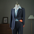 Men's Denim Suit 2 piece Contrast Casual Blazer Naples Trousers Men's