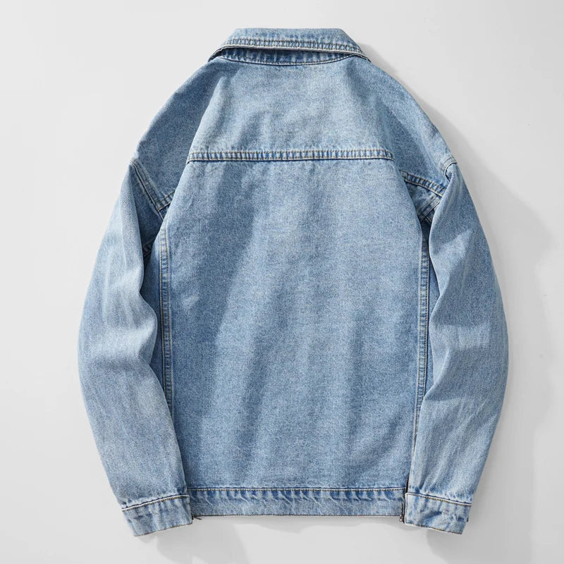 Spring Autumn Winter Models Men's Blue Denim Jacket High Street Black Jacket Man