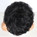 Black wig on a mannequin head against a white background, Obroi