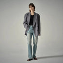 Jeans High Waisted Casual Floor Mopping Jeans Women Boyfriend Splicing Sky Blue Denim Pants