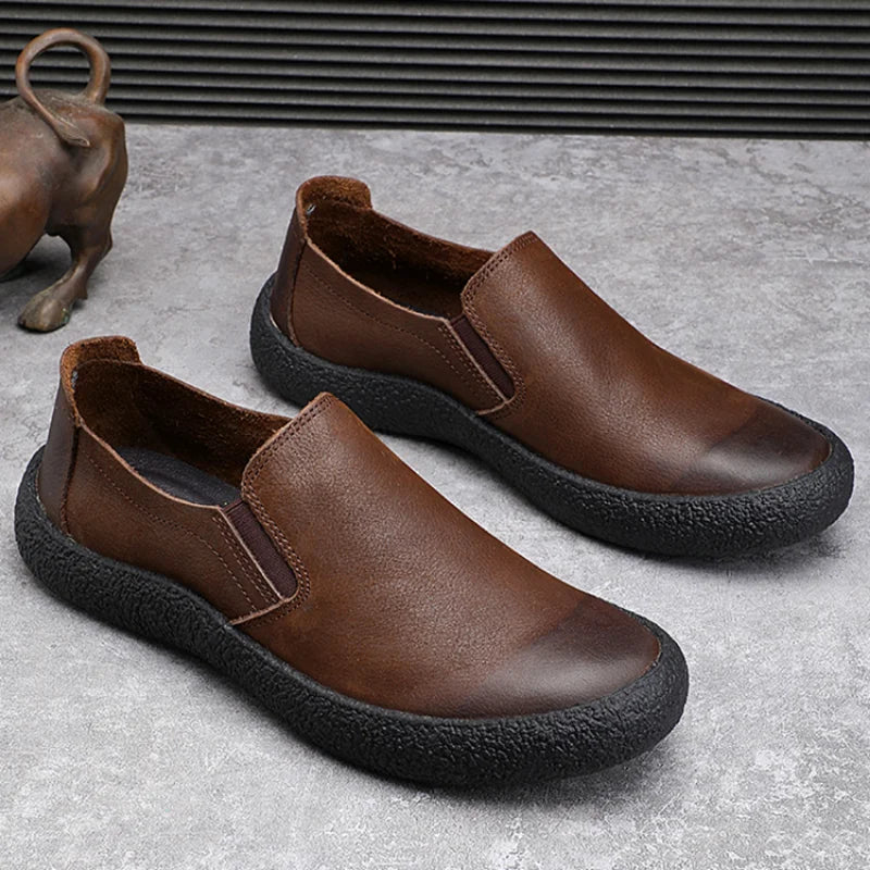 Men Genuine Leather Casual Shoes Style Men Simple Flats Autumn Designer Loafers