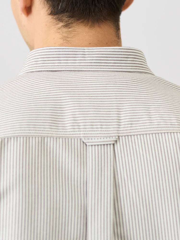 Spring Oxford Fabric Oversize Vintage Vertical Striped Shirts Men