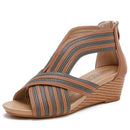 Wedge heel platform sandals women summer heel zipper Roman shoes casual women sandals