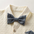 Baby Boy Linen Gentleman Suit Short Sleeve Shirt Suspender Toddler Wedding Baptism Formal Outfit