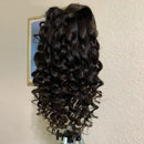 Preplucked Soft Black Soft 26“Long Deep Wave180Density Lace Front Wig For Women Glueless