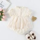 Spring Summer Solid Princess Baby Girl Skirt Style Bodysuit Toddler Infant Waffle One Piece Lace Party Outfit