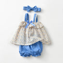 Baby Girls Clothes Summer Baby Cotton Floral Print Casual Tops Shorts Hairband  Clothing Children Set