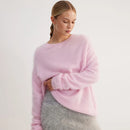 Casual Mink Hair Sweater Women Autumn Loose Pullover Top O neck Knitted Sweater Female Elegant