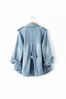Denim Cape Coat Female Jacket Double Breasted Jackets Women Denim Basic Coats