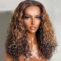 13x4 Lace Front Bob Wigs Deep Wave Human Hair Lace Frontal Wig 180 Density Curly 16Inch Preplucked