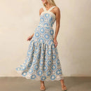 Floral Embroidery Mid Dresses for Women Halter Sleeveless Vacation Dress Female Summer
