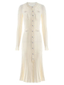 Knitted Cardigan Dresses for Women Round Neck Spliced Single Breasted Dresses Female