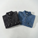 Men Denim Shirts Lapel Pockets Blue Jean Shirt Spring Men's Clothing