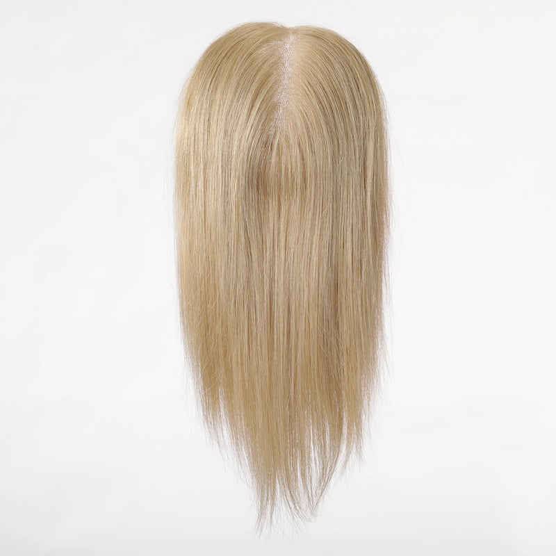 14inch Gray Blonde Mono Lace Base Hair Toppers for Women Thinning Hair Natural Real