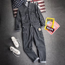 Denim one-piece overalls men's fall winter suit loose casual clothes